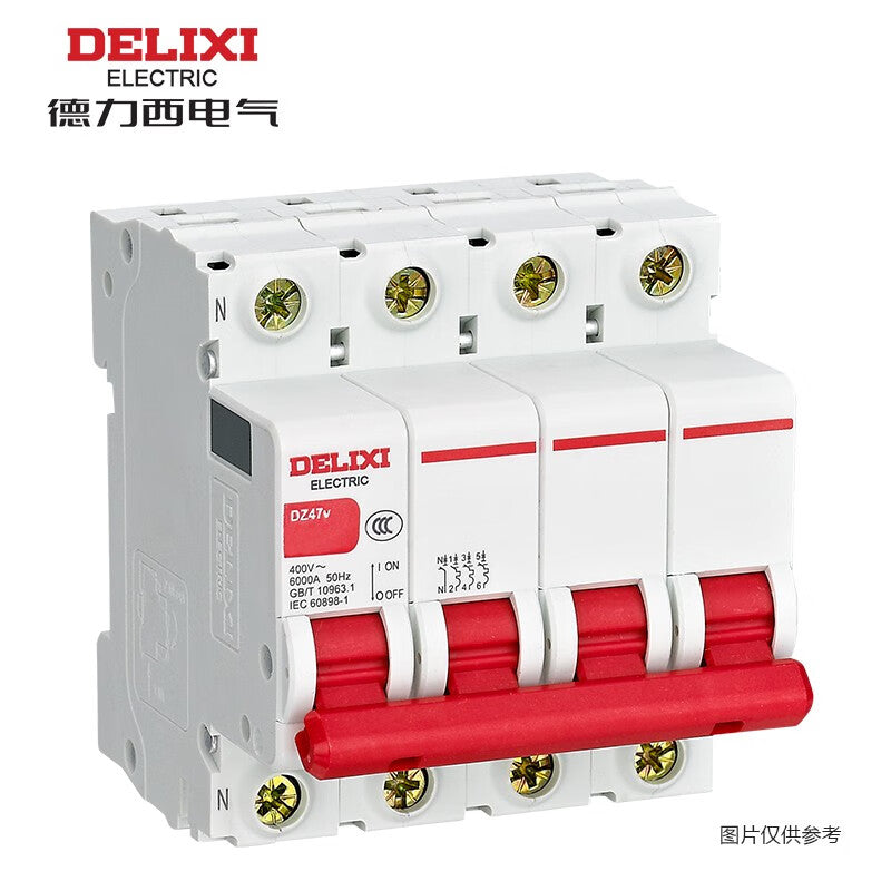 Delixi DZ47V6D20 Miniature Circuit Breaker 20A 6KA 400VAC