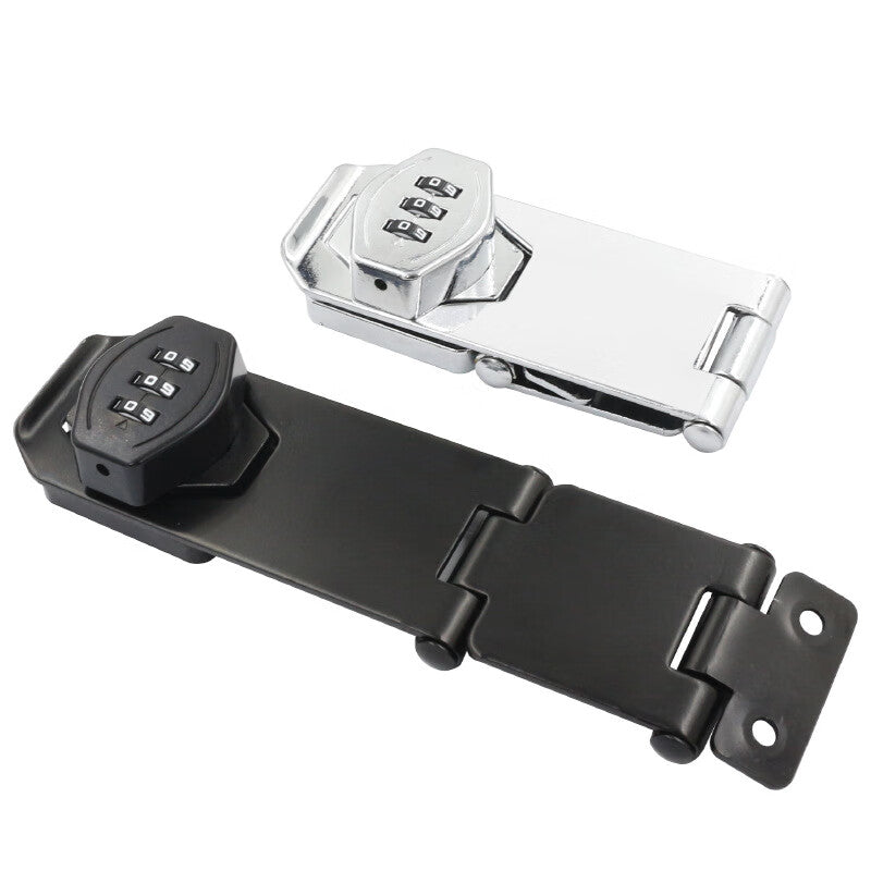 Spaceman drawer combination lock, no-drill double-opening cabinet door lock, storage cabinet with 90-degree right-angle lock tag, double-joint hinge, black.