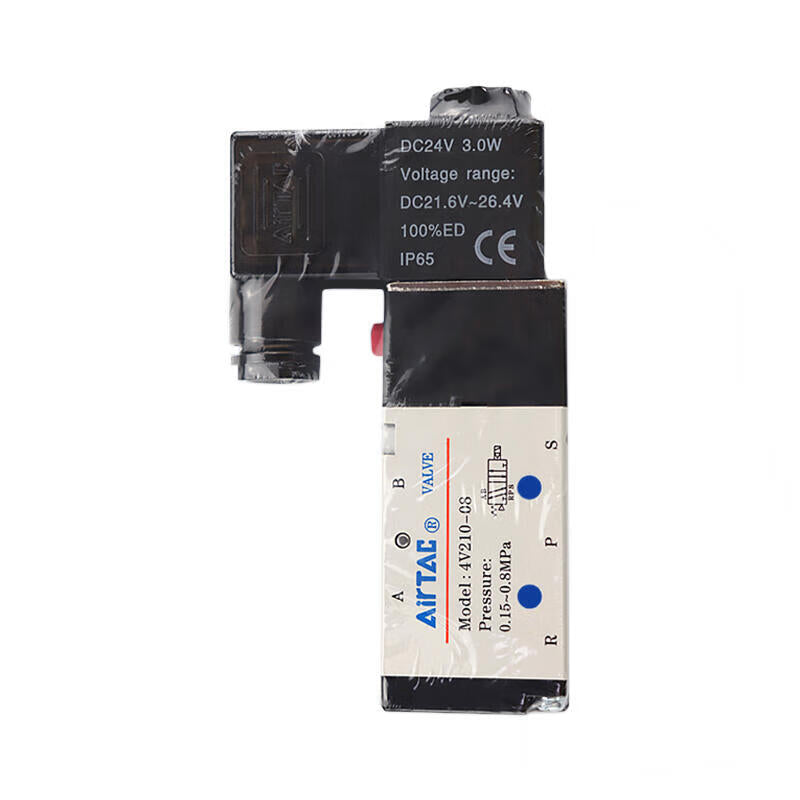 AirTAC internal pilot solenoid valve, 2-position 5-way, single solenoid, DIN socket; 4V21006B