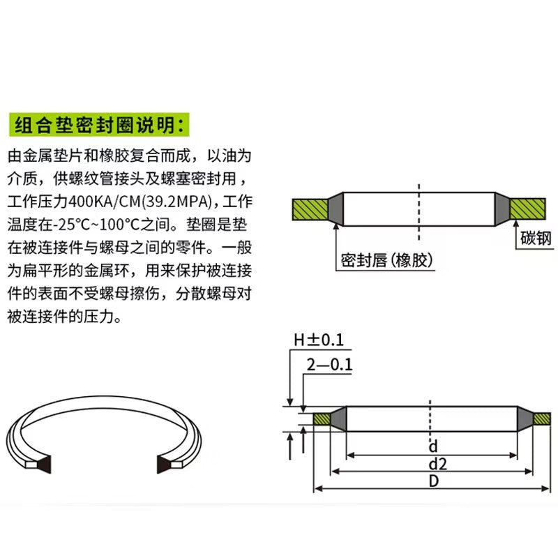 ZHIDE combination sealing gasket, 304+NBR, 1 piece, in stock.