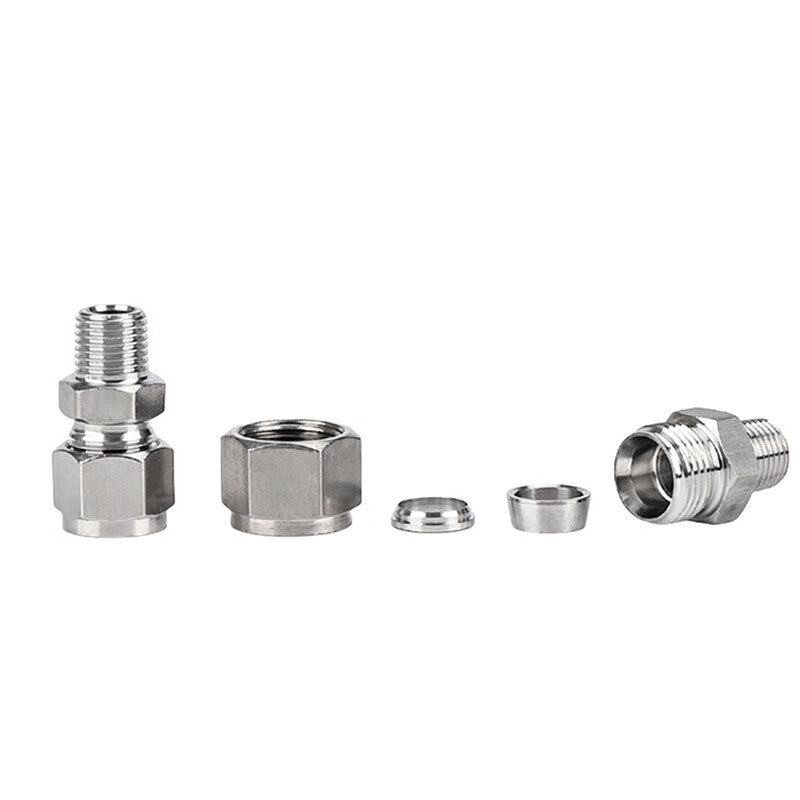 Tanqi 304 Stainless Steel Compression Fitting Straight-Through Terminal External Thread Compression Fitting ZG3/8-Φ12MM (5 pieces)
