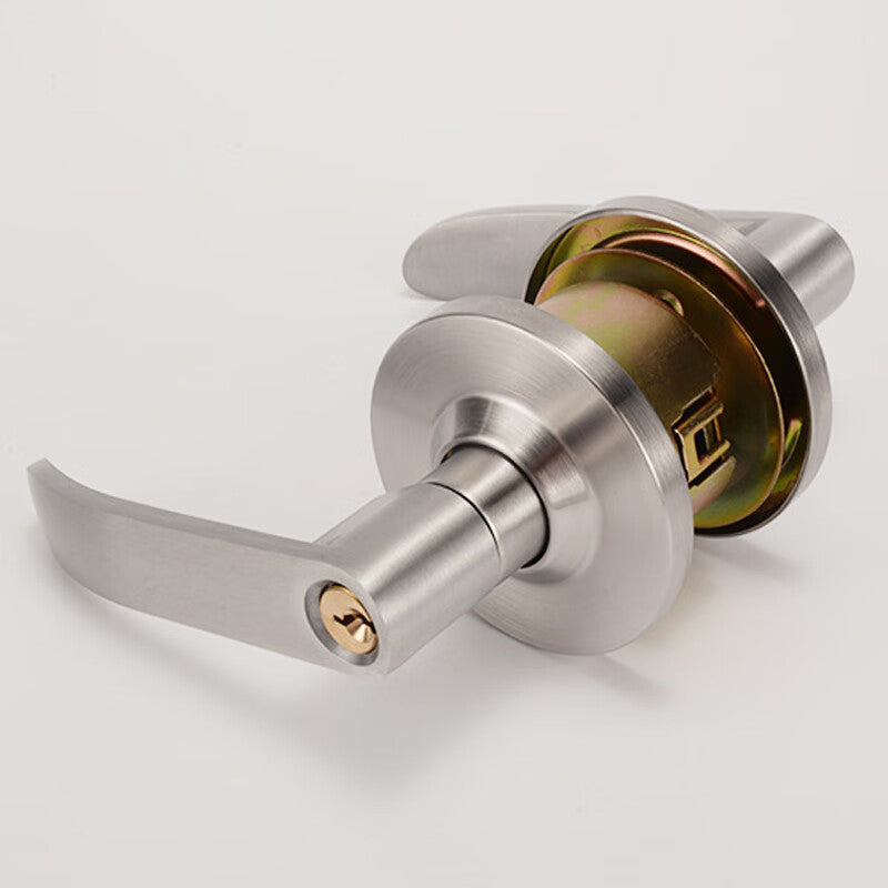 Basic spherical door lock, universal indoor/outdoor bedroom door lock, single-latch lever handle lock with two latches.
