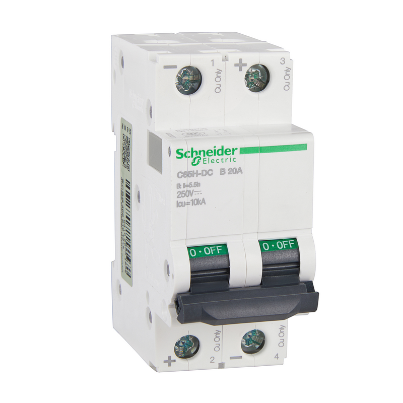 Schneider Electric circuit breaker; C65H-DC 2P B20A