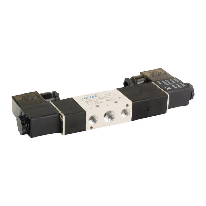 AirTAC internal pilot solenoid valve, 3-position 5-way center-sealed, double solenoid, DIN socket; 4V230C08B