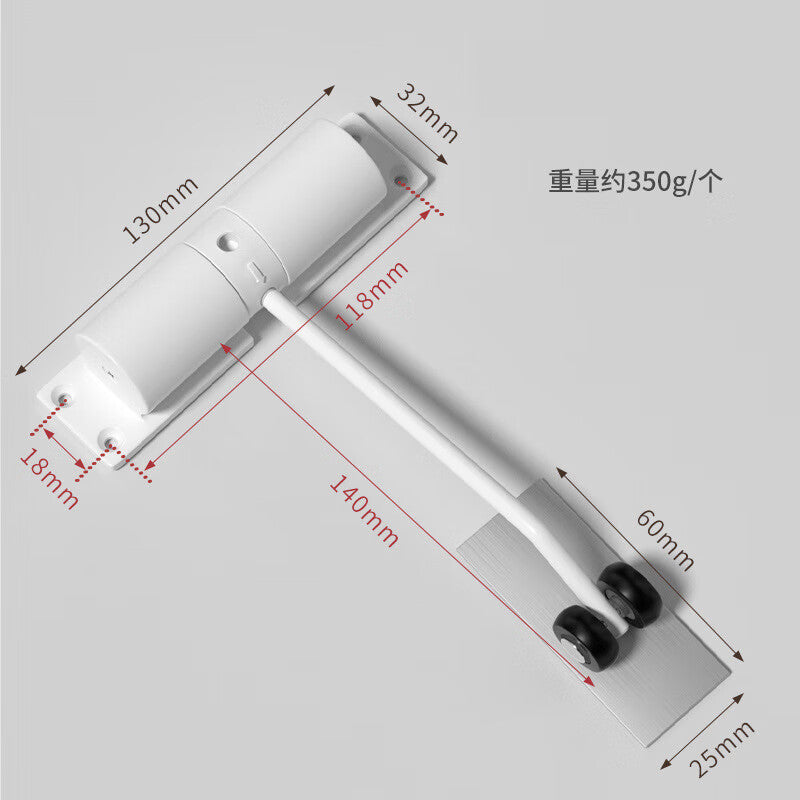 Thousand-speed wheel, no-drill, simple door closer, white round, zinc alloy.