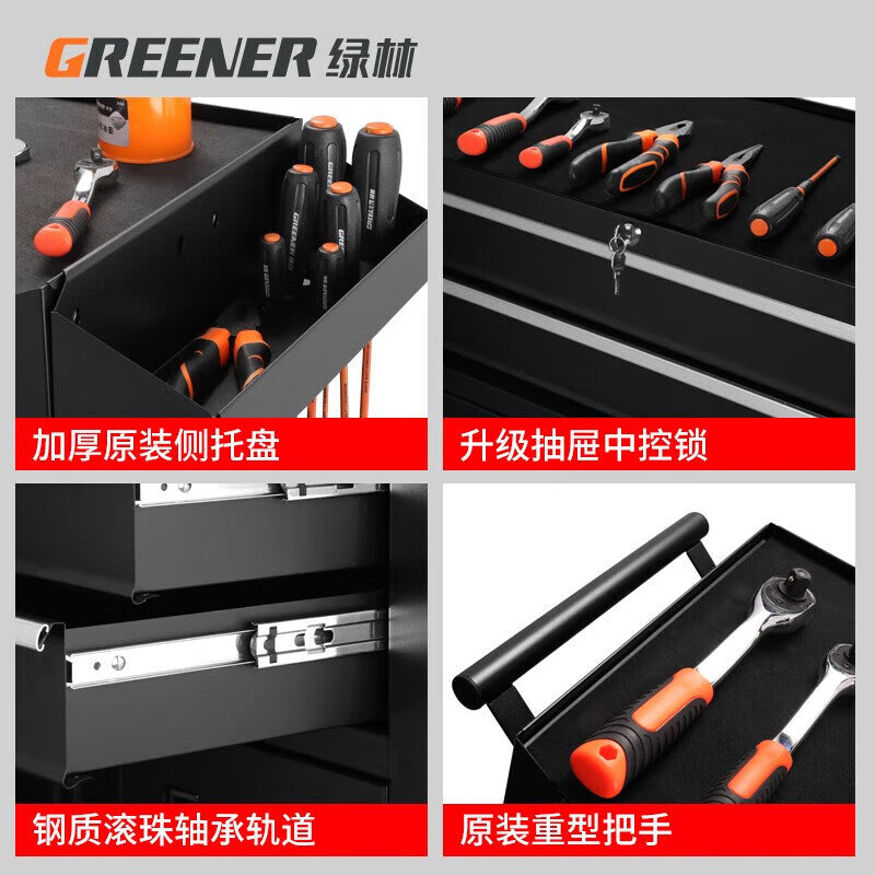 Greener Tool Cart Tool Cabinet Auto Repair Workshop Mobile Maintenance Metal Box Drawer Multi-Function Tattoo Workbench Greener