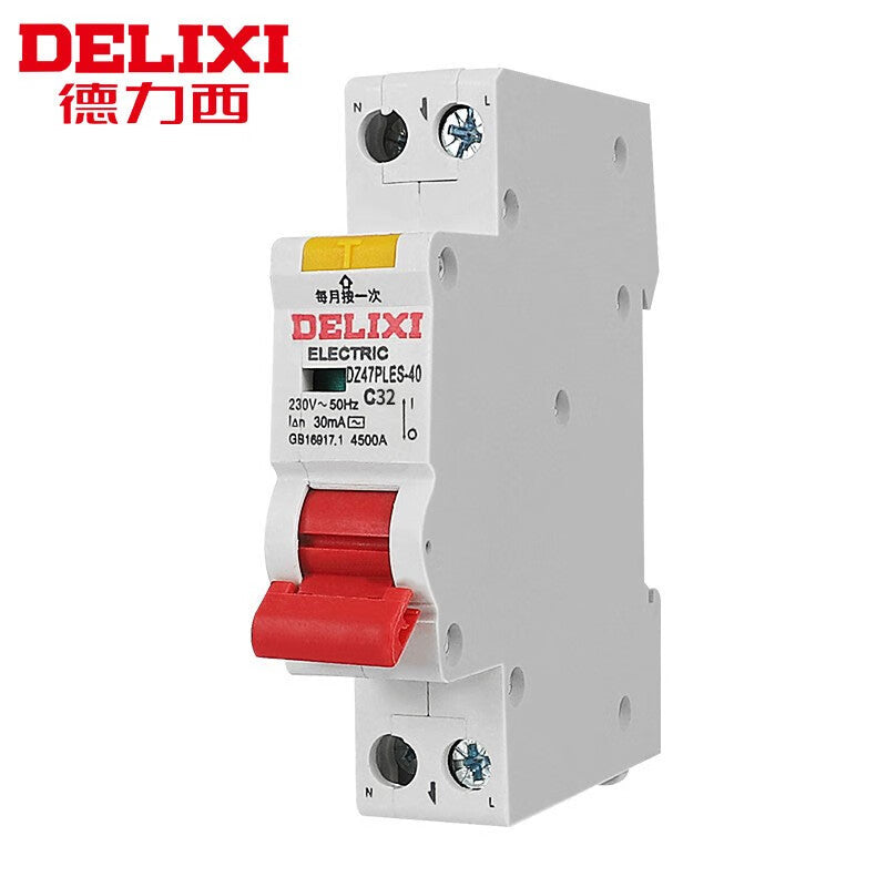مفتاح حماية التسرب من التسرب من DELIXI ELECTRIC DZ47PLES-1P+N-C32-30mA قاطع دائرة مصغر أحادي الحصان