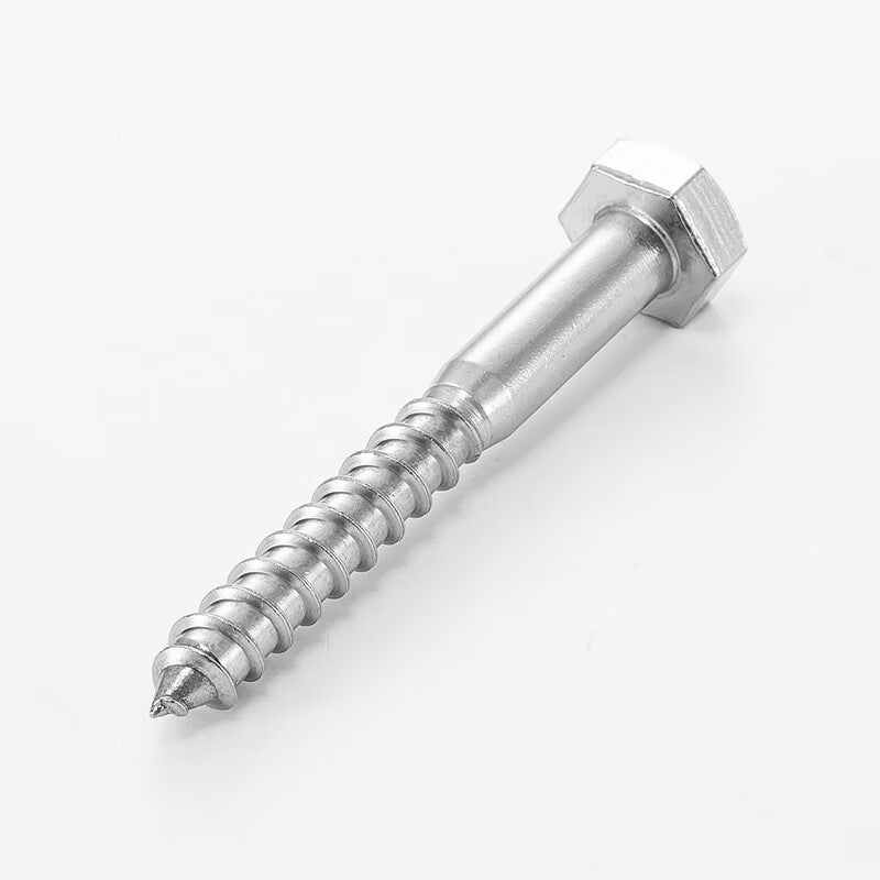 AOZHAN Industrial Co., Ltd. DIN571 Hex Head Wood Screws, 304 Stainless Steel, External Hex Self-Tapping Screws, GPH W6*80 (200 pieces/box)