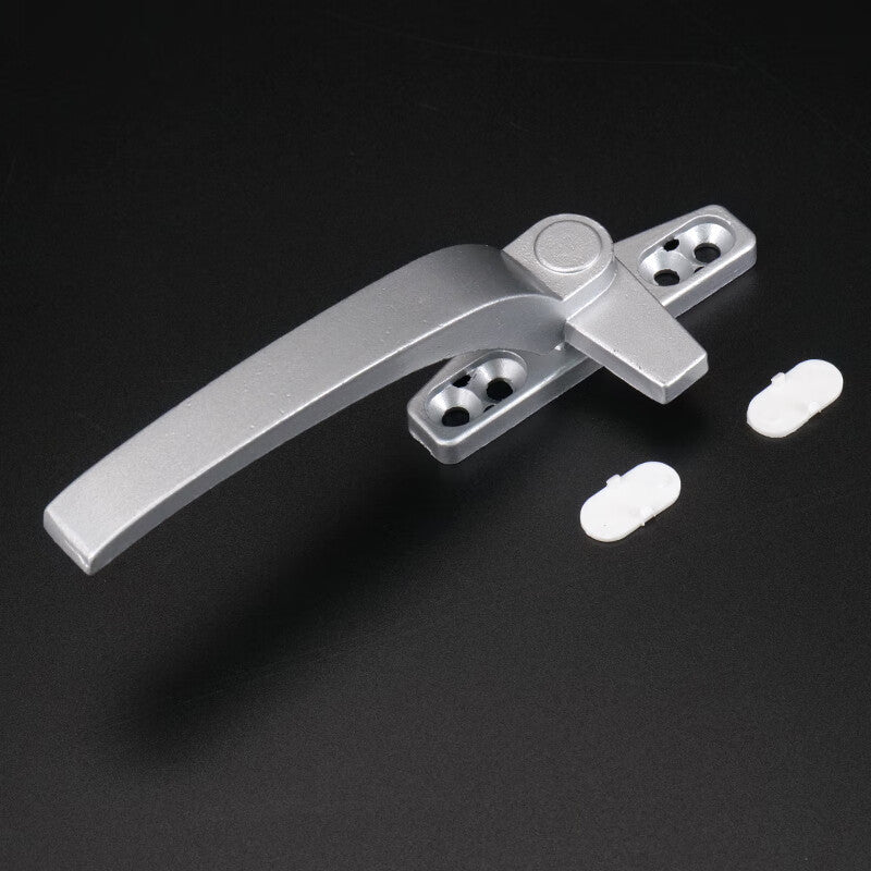 Bingyu Aluminum Alloy Single-Point Casement Window Handle, Type 50 Window Handle, Outward Opening Window, 7-Shaped Window Lock, Silver Gray, Left Handle, BH-589