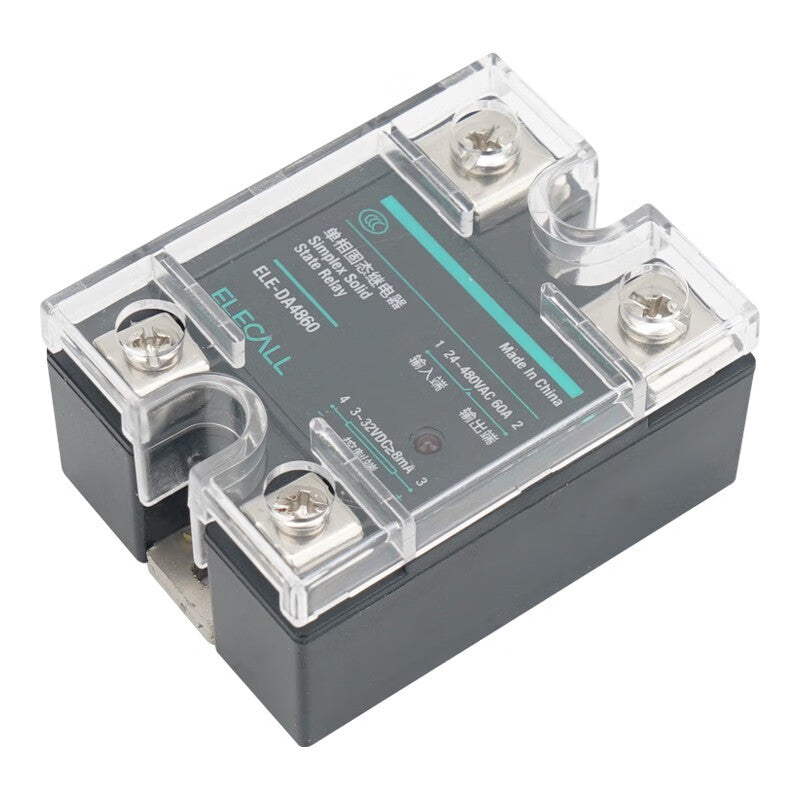 ELECALL three-phase SSR small solid-state relay 24V single-phase solid-state voltage regulator DC controlled AC 220V DC controlled AC ELE-DA4860 single phase