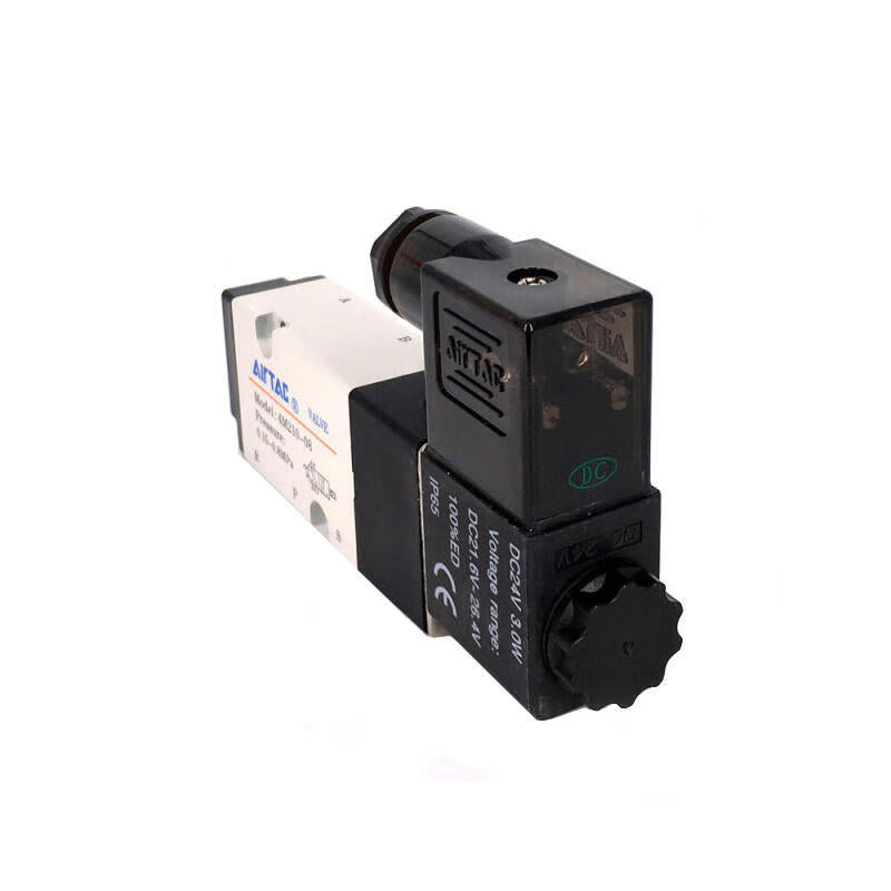 AirTAC internal pilot solenoid valve, 2-position 5-way, single solenoid, DIN socket; 4V31008A