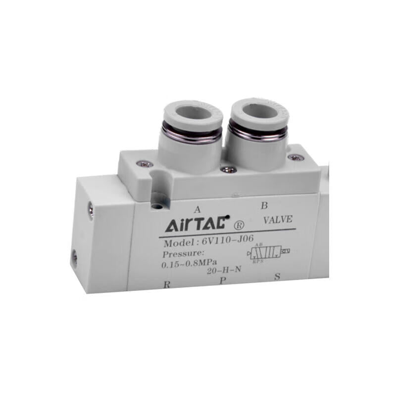 AirTAC 6V series 2-position 5-way solenoid valve, single solenoid, voltage DV24V; 6V110J04B050