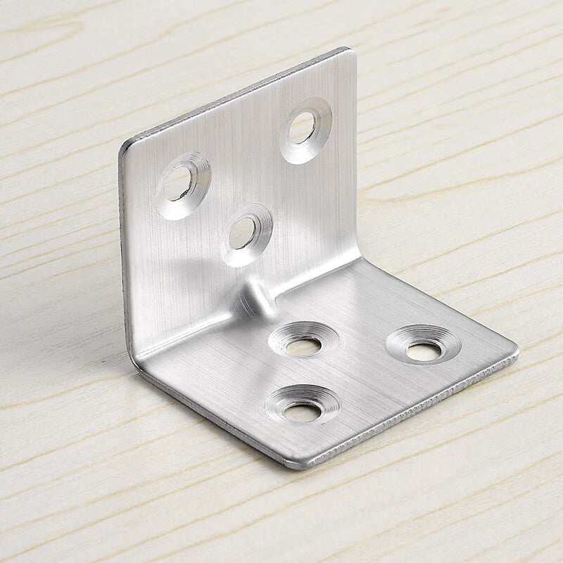 Junwen Stainless Steel Thickened Multi-functional Right Angle Fixer Angle Iron Bracket Shelf Support Large Size 6 Holes 10 Pieces