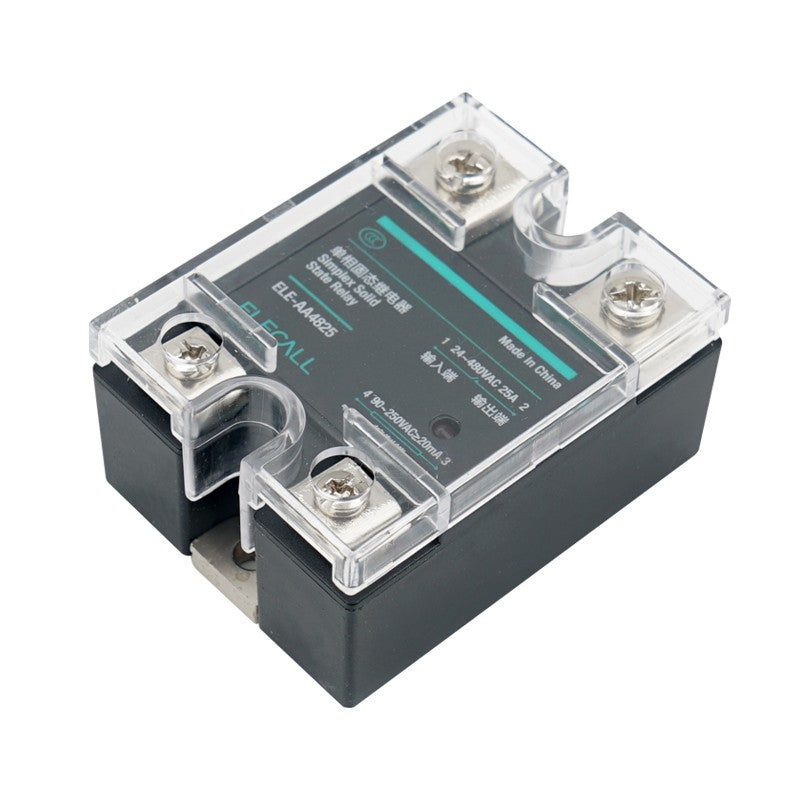 مرحل الحالة الصلبة الصغير ثلاثي الطور SSR من ELECALL 24 فولت منظم جهد الحالة الصلبة أحادي الطور يتم التحكم به تيار متردد 220 فولت تيار متردد يتم التحكم به تيار متردد ELE-AA4825 أحادي الطور