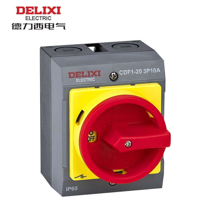 Delixi CDF1 20A 3P surface mount with protective housing 230-400VAC CDF12020123 load isolation switch