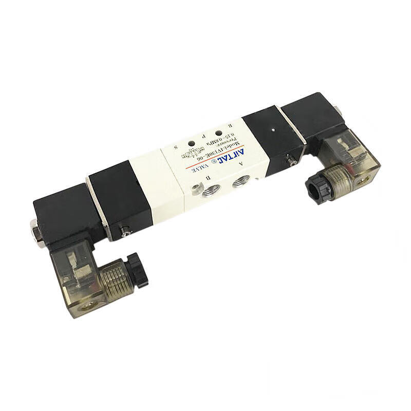 AirTAC internal pilot solenoid valve, 3-position 5-way center-through, double solenoid, DIN socket; 4V130E06A