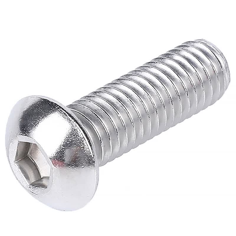Bingyu BYsy-53 304 Stainless Steel Pan Head Hex Socket Head Screws, Semi-round Mushroom Head Screws, Semi-round Head Bolts, ISO7380 M6*16, 10pcs