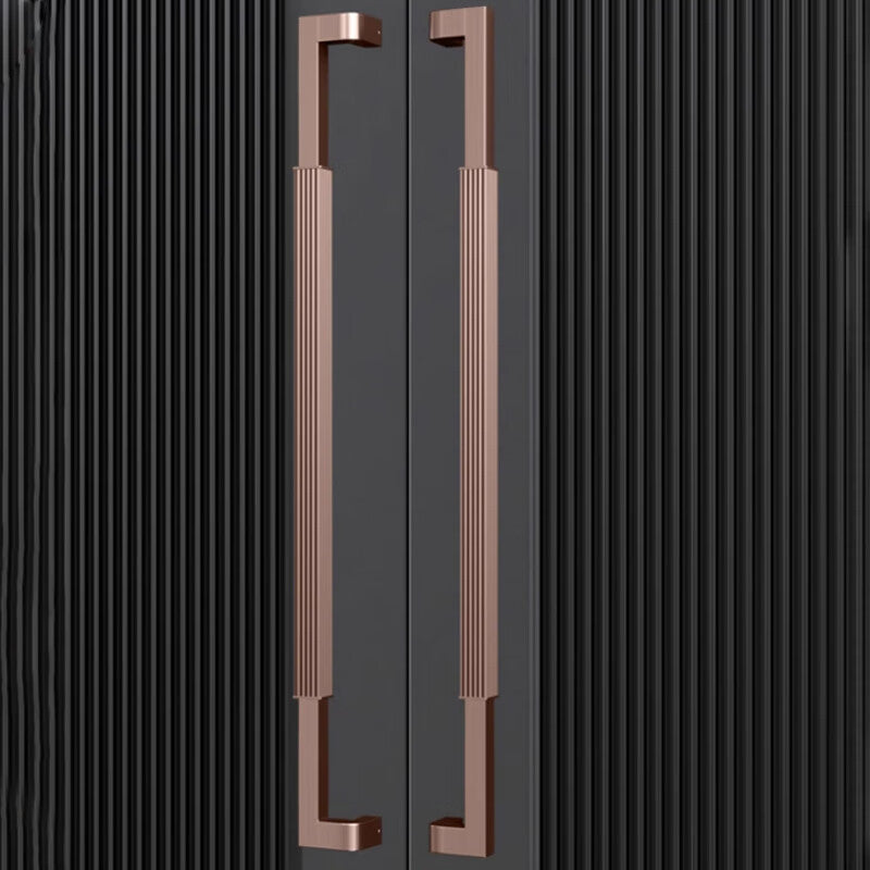 Deqi Glass Door Handle, Modern Minimalist Chinese Style, Straight Grain Square Tube Thickened Stainless Steel Handle, Brushed Rose Gold, Total Length 1200mm, Hole Spacing 1170mm