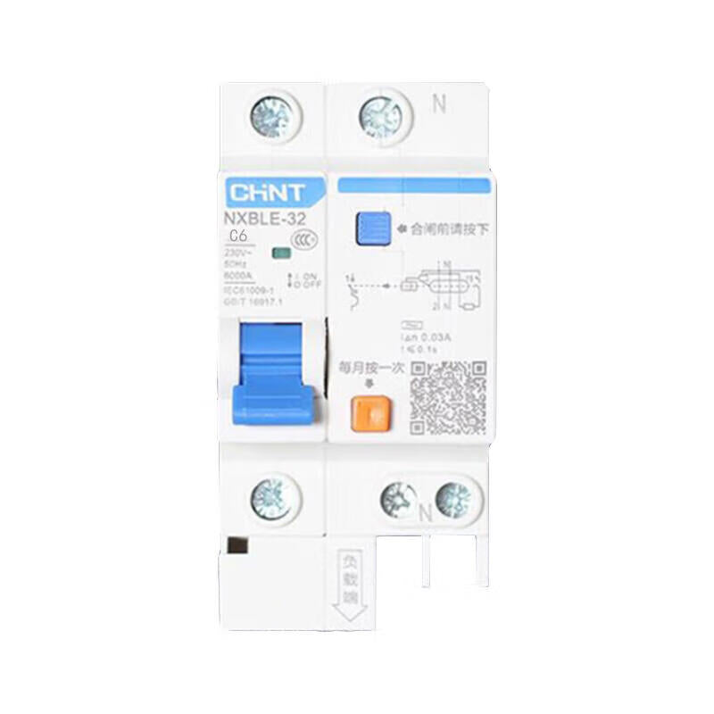 Chint residual current operated circuit breaker; NXBLE-32 1P+N C6 30mA 6kA