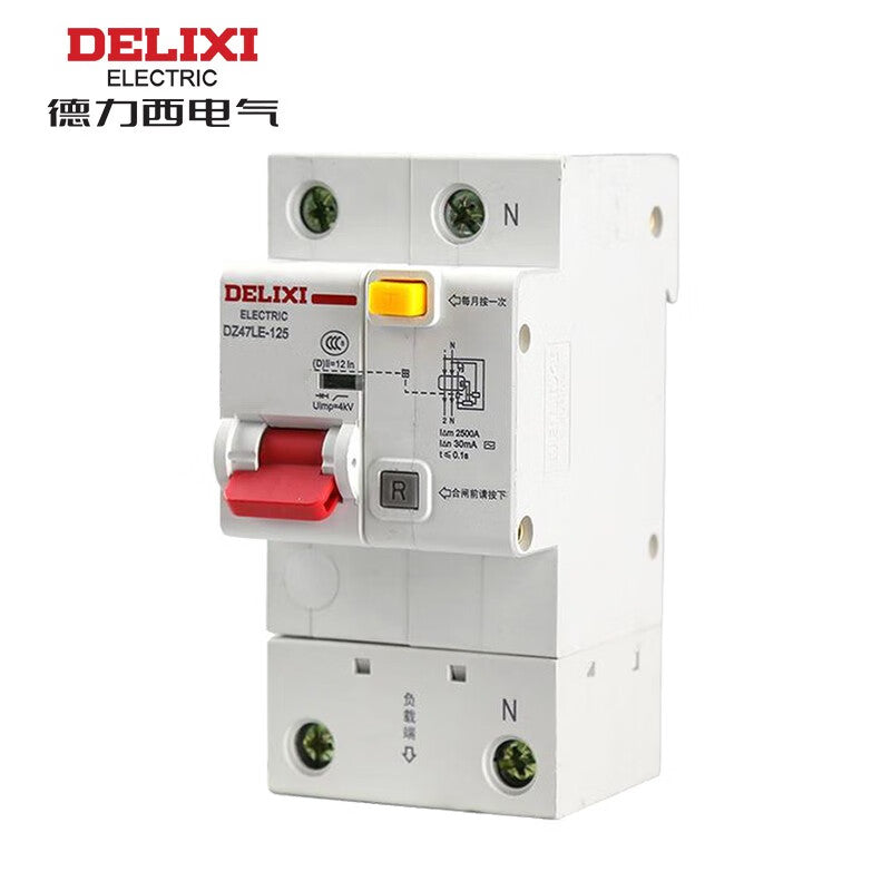 Delixi DZ47LE-125 2P D63A Circuit Breaker with Leakage Protection