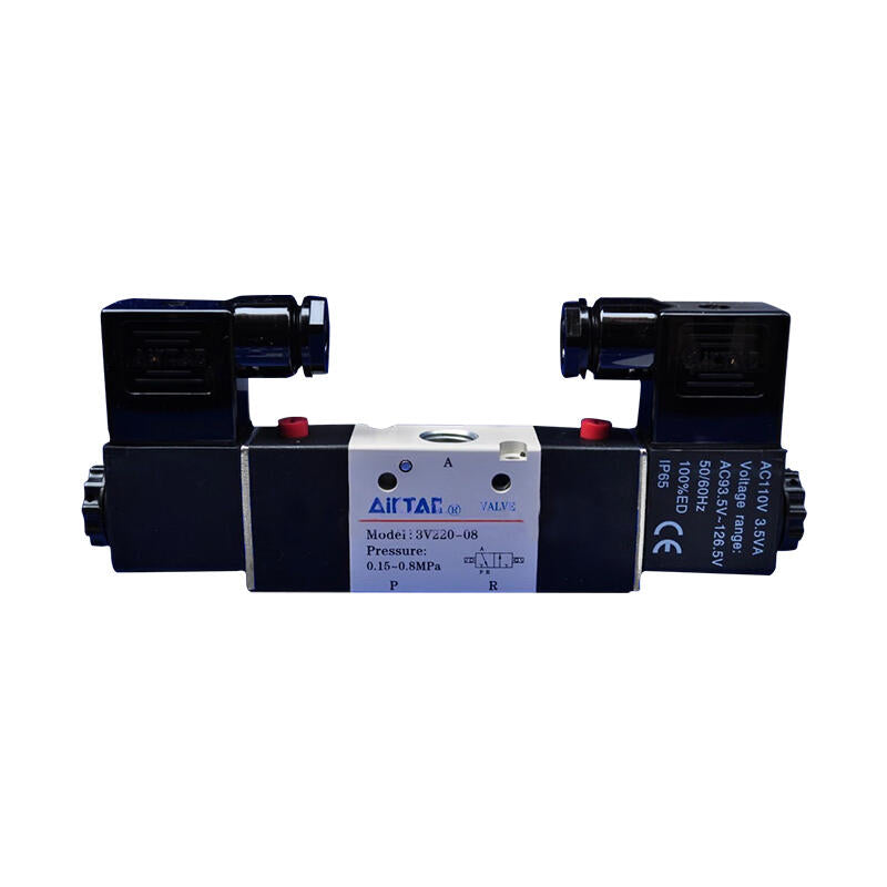 AirTAC internal pilot solenoid valve, 2-position 3-way, double solenoid, DIN socket type; 3V22008B