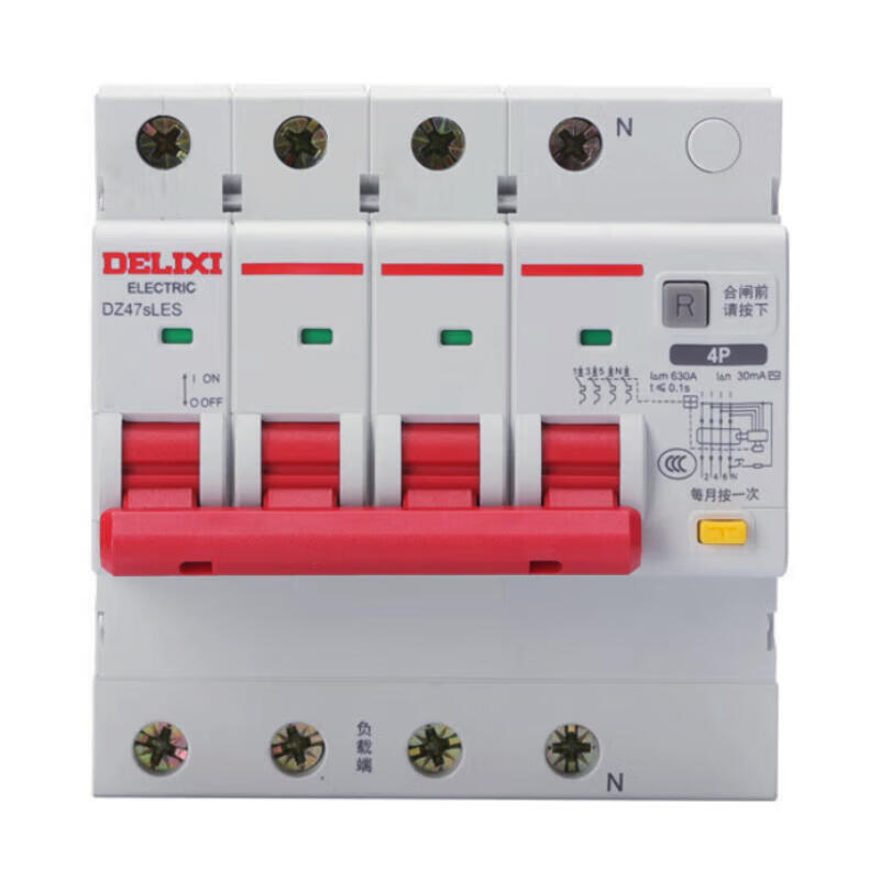 Delixi Electric small leakage protection circuit breaker DZ47sLES upper incoming line 4P C type 16A; DZ47SLES4C16