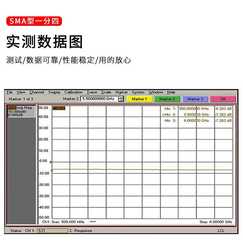 FUWEISHENG SMA type power divider, 1 to 4, RF microstrip power splitter, SMA-K female connector, FWS-SMA/K 0.5-6G, 1 unit.