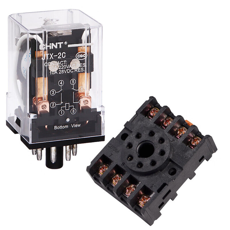 Chint (CHNT) JTX-2C-AC-220V small relay high power electromagnetic relay garden 8 feet (relay + base)
