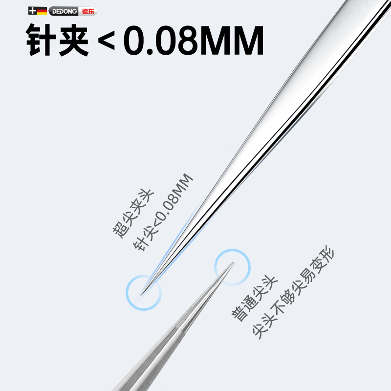 Dedong stainless steel tweezers, high-precision mobile phone repair tools, tweezers with pointed tips, fine anti-static bird's nest tweezers, feather removal.