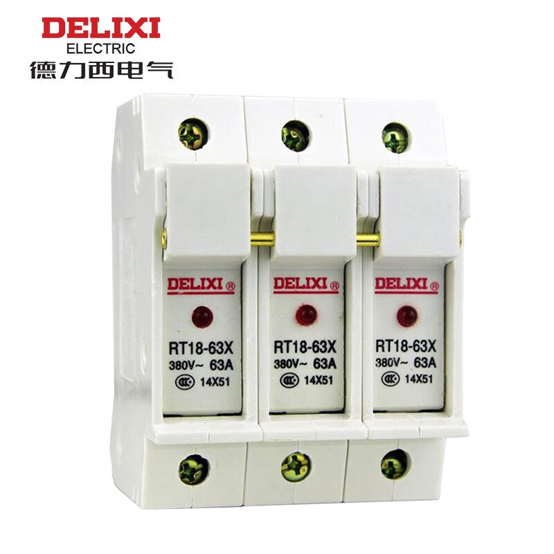 Delixi RT18 cylindrical base 14*51mm 63A 3P 380VAC RT1863Z3X fuse base