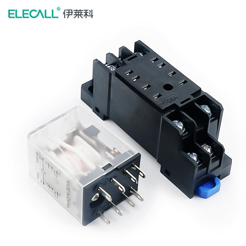 ELECALL HH52P малое промежуточное реле переменного тока два открытых и два закрытых со светом и базой электромагнитное реле комплект 8 футов MY2NJ AC36V
