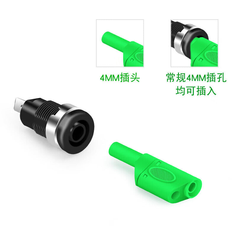 Huijun 4mm banana plug, brass nickel-plated, 600V high-voltage resistant, safety soldered plug, double-ended plug cable, black, 1 meter.