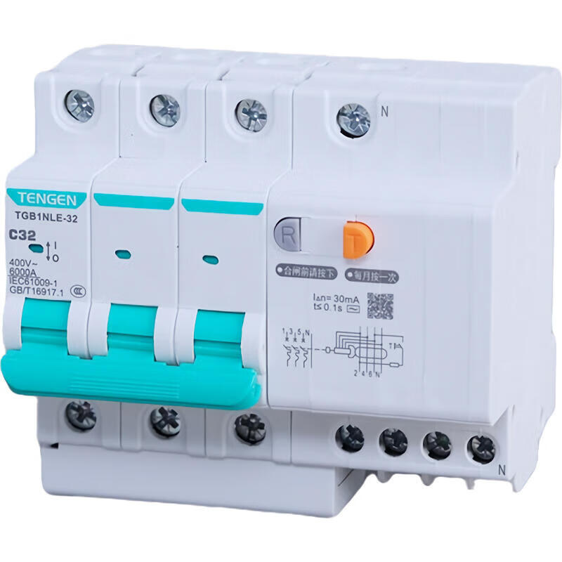 Tianzheng small leakage circuit breaker; TGB1NLE-32 3P+N C32 30mA (Xiangyun 3.0)