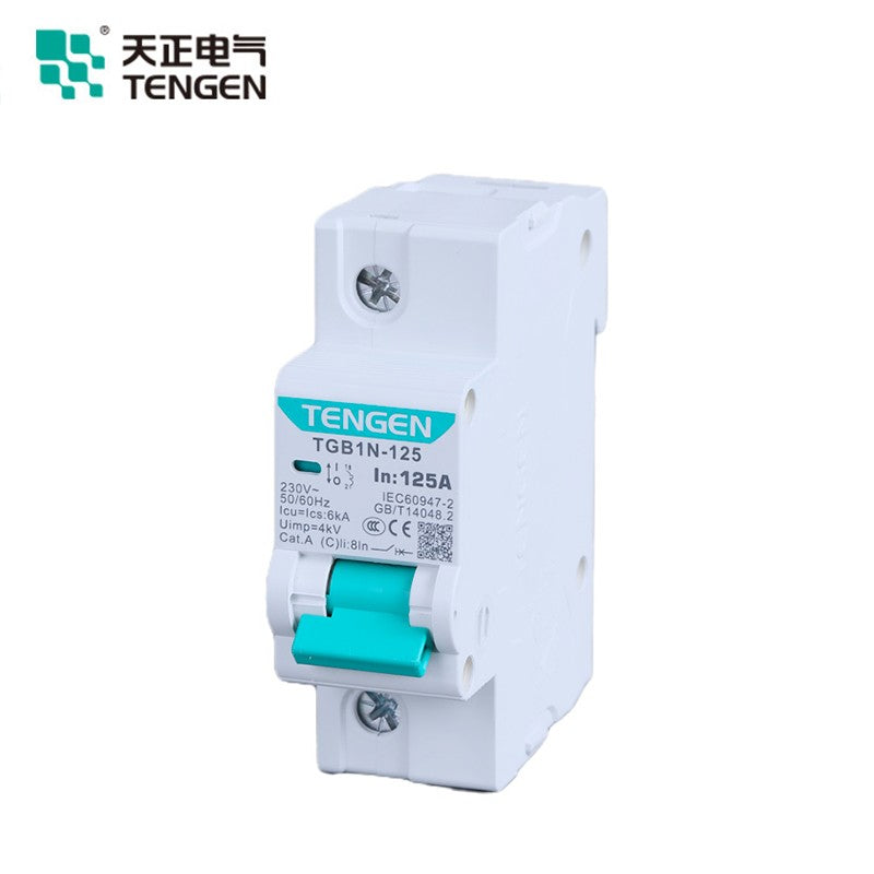 Tianzheng Electric TGB1N series 125 frame air switch small circuit breaker short circuit overload protection D type 1P 100A (Xiangyun 3.0) 335012800381