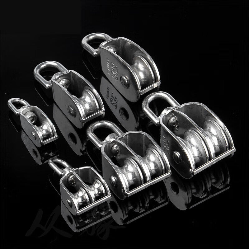 Deyu Industrial Products - Stainless Steel Wire Rope Pulley, Hook, and Ring - Labor-Saving Pulley - One Price, M75 Double Wheel, 800kg Load Capacity