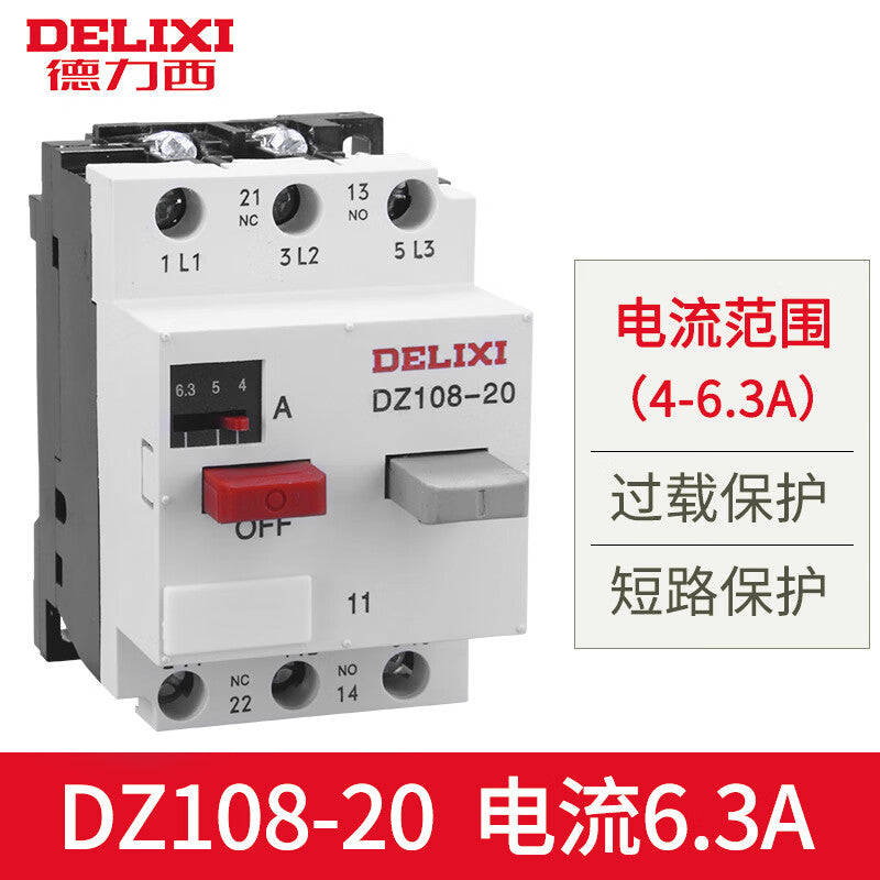 DELIXI DZ108-20/11 Circuit Breaker Motor Protector 3P 6.3A