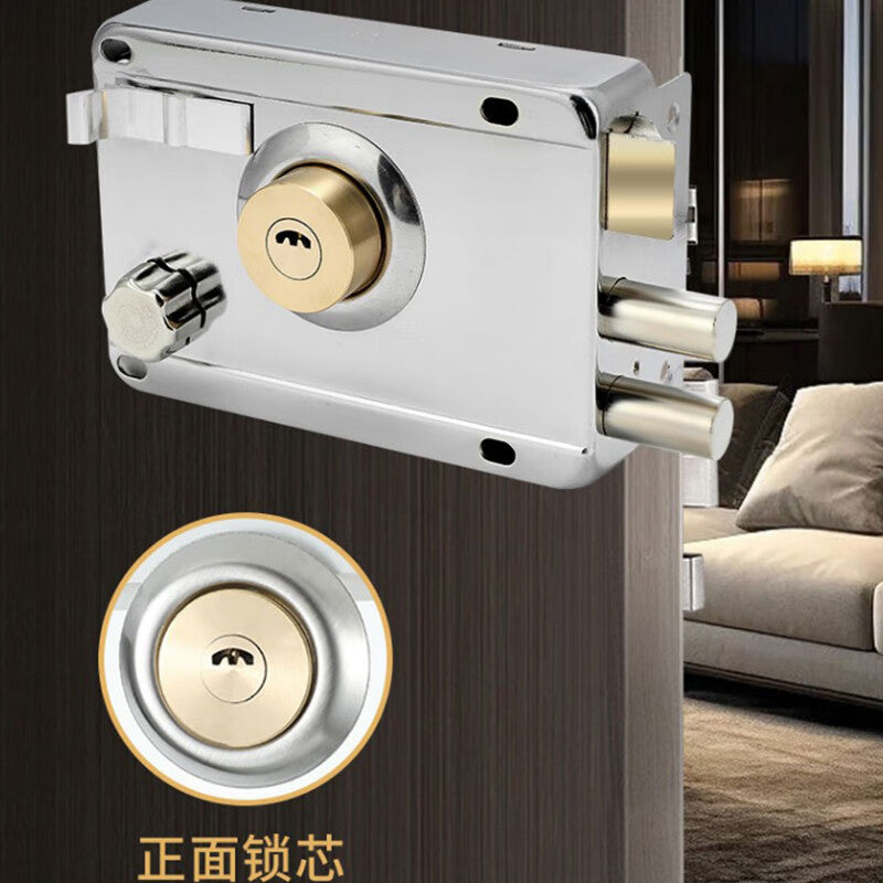 Thousand-speed wheel external door lock, old-style anti-theft lock, anti-pry, for home front doors, standard model - beveled edge - left opening.