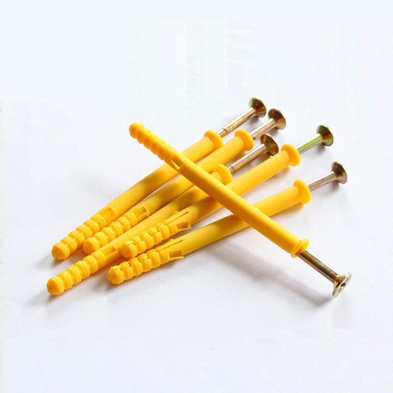 Deqi Small Yellow Fish Plastic Expansion Tube Expansion Screw, Rubber Plug Bolt, Self-Tapping Screw Set 8*120mm (25 sets)