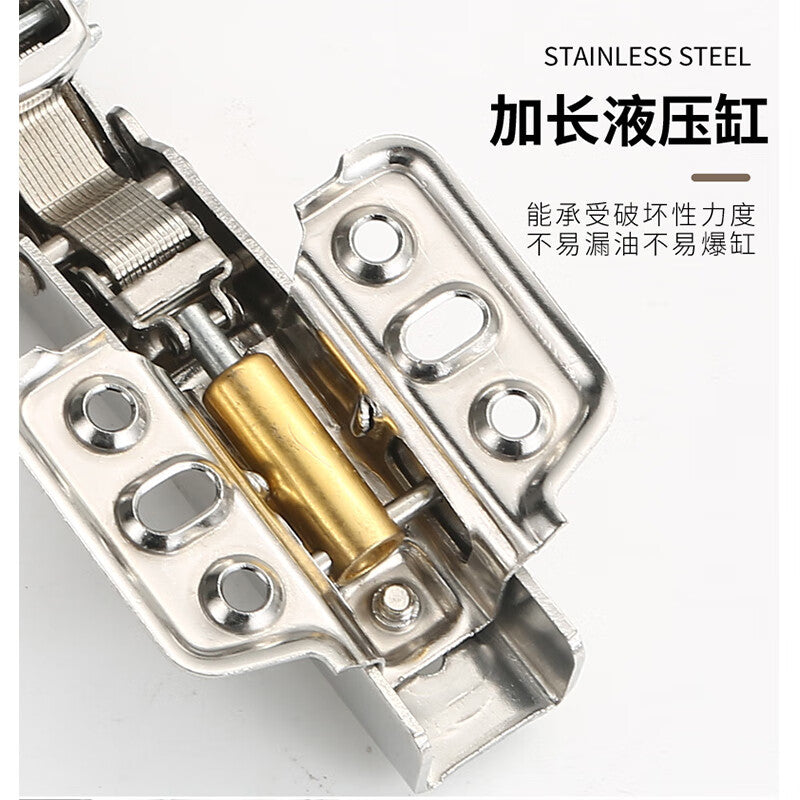 Haisdick wardrobe door hinge, silent damping soft-close hinge, 2.0mm thick stainless steel, fixed (with attached screws) HKsq-634, half-cover, center bend.