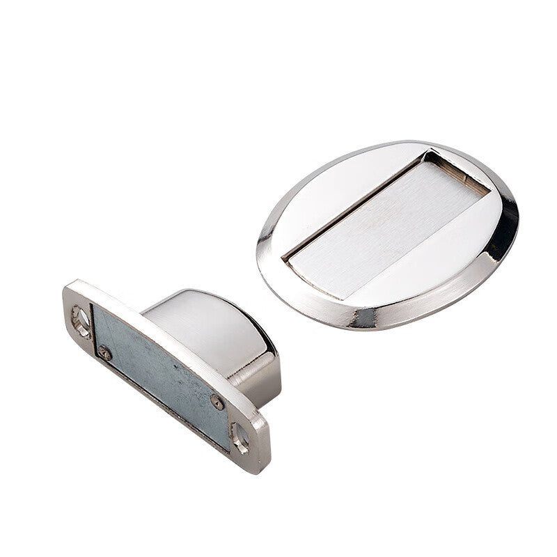 High-speed wheel, no-drill, anti-collision door catcher, invisible strong magnetic floor catcher, zinc alloy, gunmetal gray (with adhesive/screws).