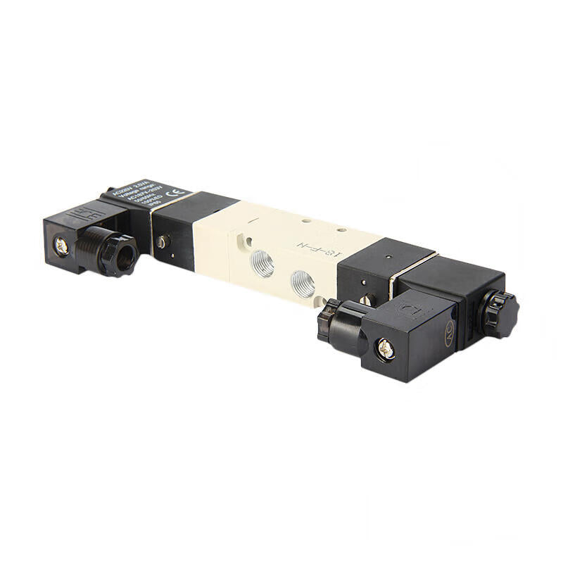 AirTAC internal pilot solenoid valve, 3-position 5-way center-sealed, double solenoid, DIN socket; 4V130CM5A