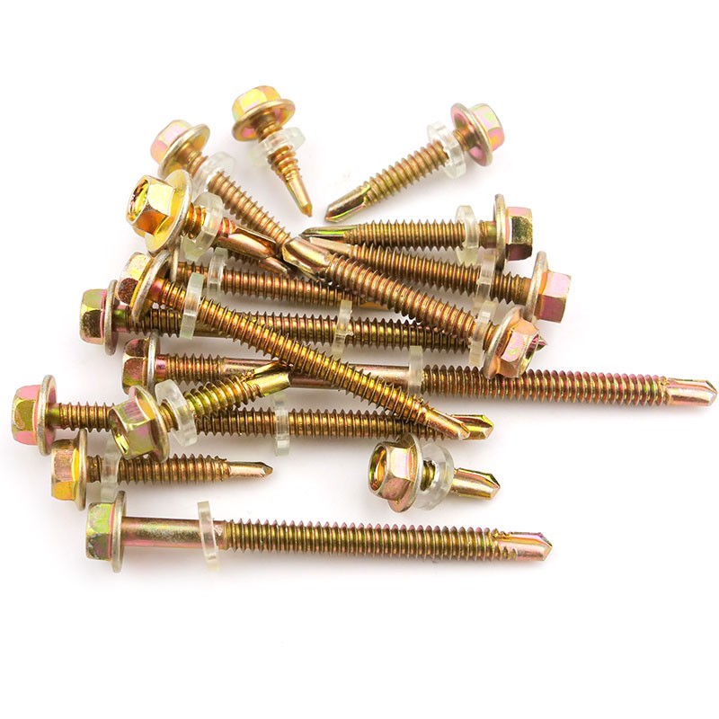 Bingyu BYsy-57 Color Zinc Foundry External Hex Self-Drilling Screw, 12# Drill-Tail Dovetail Screw, 4.8*20 (1 piece)