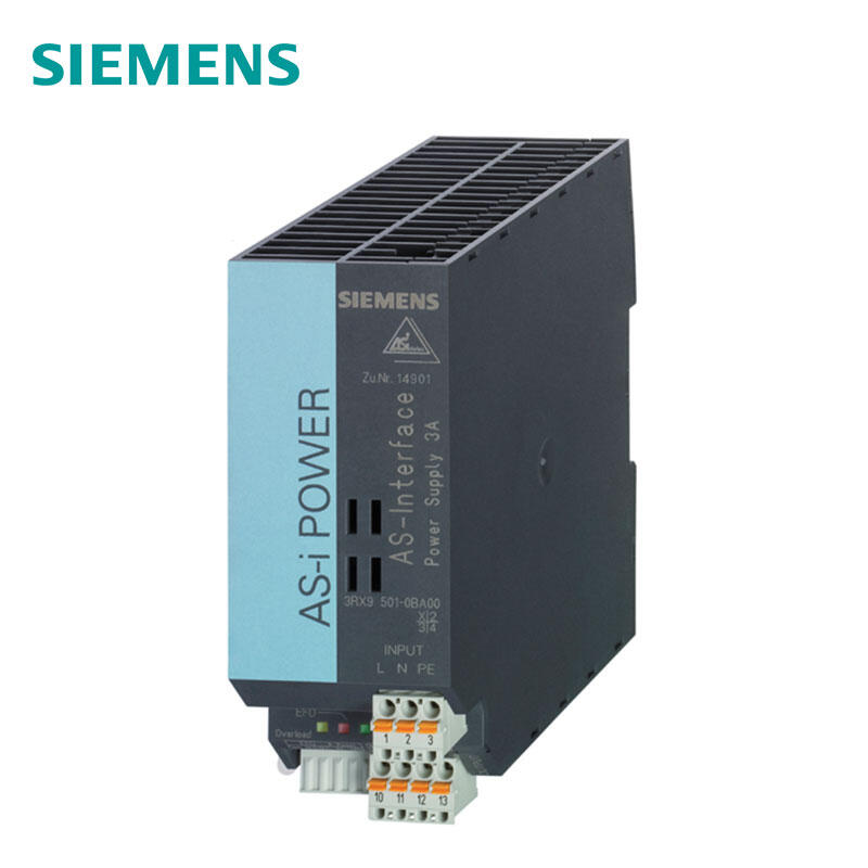Siemens AS-i power supply 3A24VDC AS-Interface power supply, IP20 Input: 24VDC Output: AS-i, 3A (30VDC), IP20 Integrated ground fault detection; 3RX95011BA00