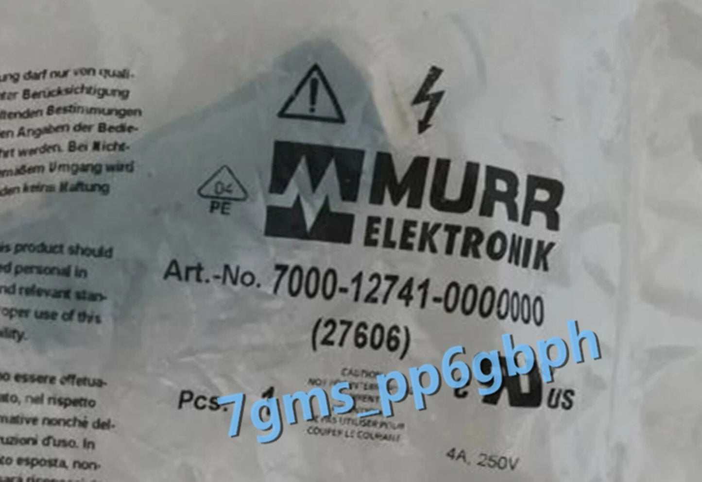 1 PCS MURR connector 7000-12741-0000000 M12 four-pin male plug #P