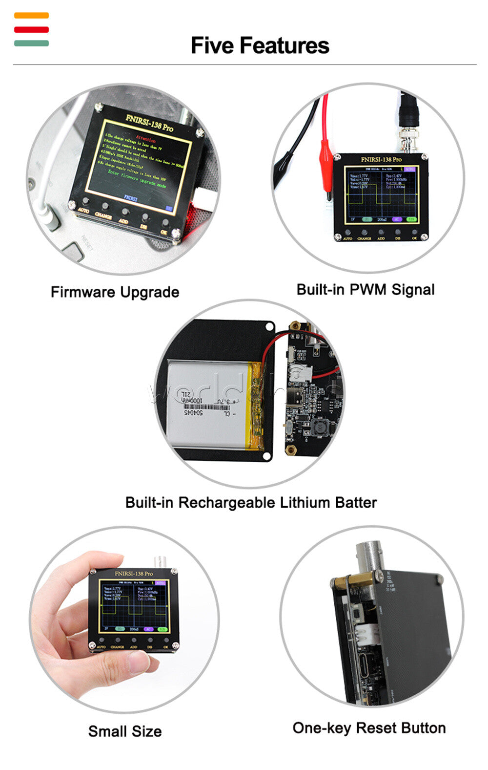 FNIRSI-138 PRO Digital Handheld Oscilloscope 200KHz Analog Bandwidth 3.3V