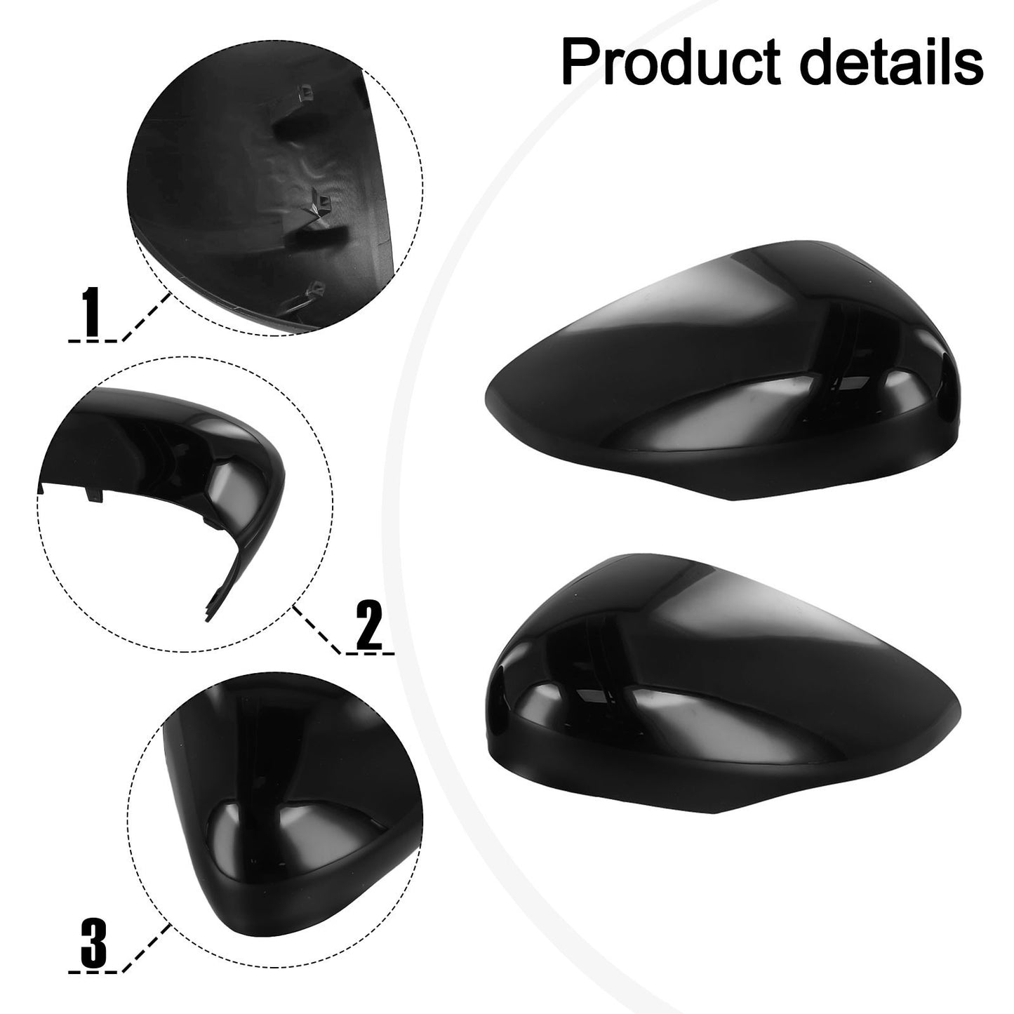 Premium Glossy Black Mirror Cover for Ford Fiesta MK7 08 17 Excellent Fit