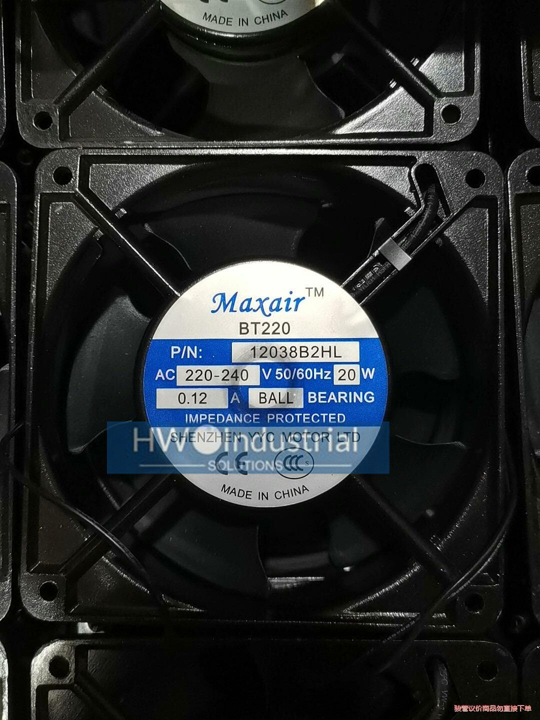 MAXAIR BT220 12038B2HL 220-240V 20W 0.12A 12CM Axial Flow Cooling Fan