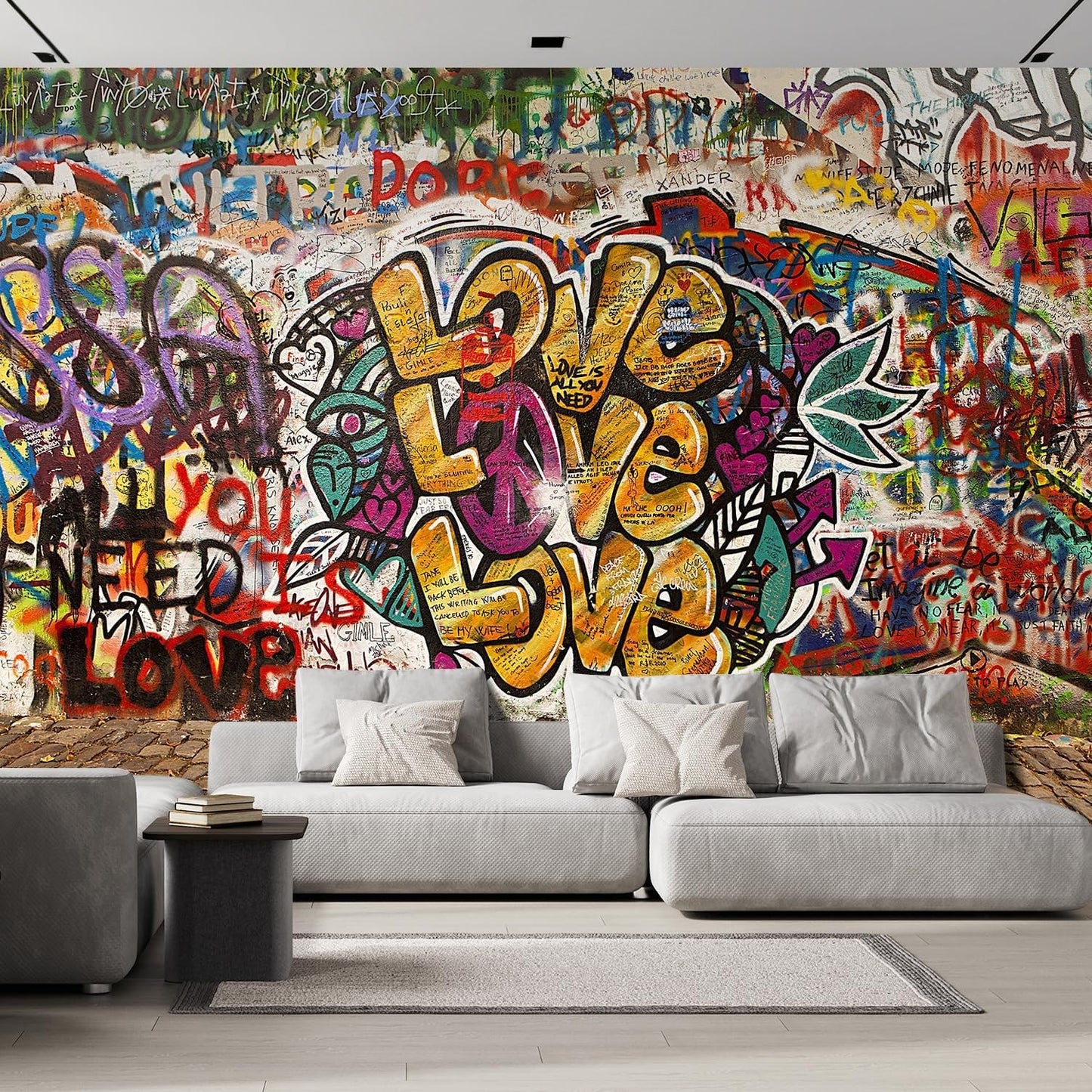 Removable Graffiti Wall Mural - Colorful, Peel and Stick, 96x120 inches