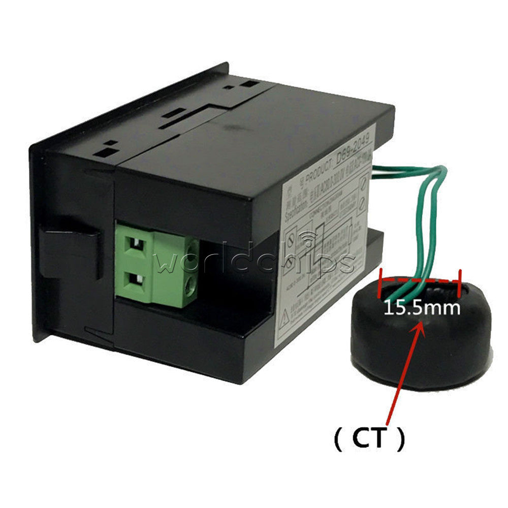 AC 200-450V 100A Digital LCD Voltmeter Ammeter Volt Amp Power Kwh Panel Meter CT