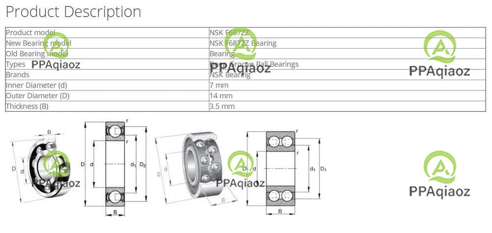 10PCS NSK F687ZZ Deep Groove Ball Bearings 7x14x3.5mm #P